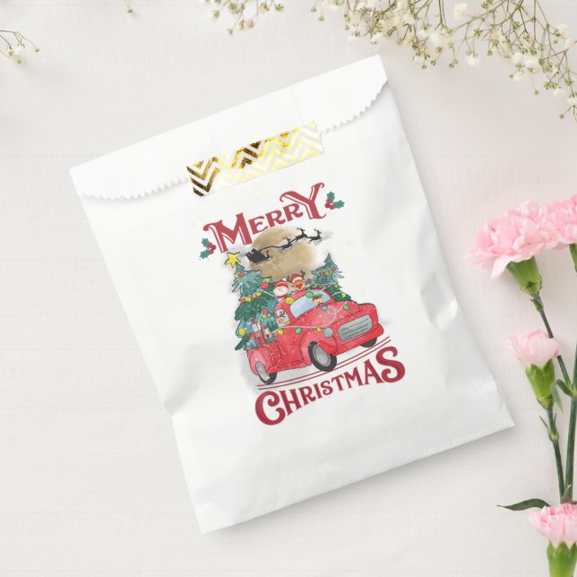 Merry Christmas Vintage Red Santa Truck Favour Bag (Sealed)