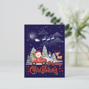 Merry Christmas Vintage Red Santa Truck Gifts Holiday Postcard