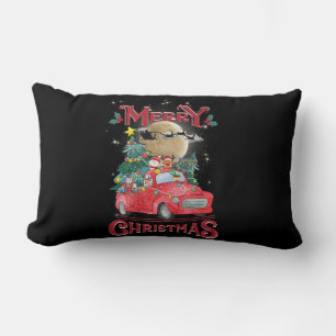 Merry Christmas Vintage Red Santa Truck Lumbar Pillow