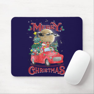 Merry Christmas Vintage Red Santa Truck Mouse Pad