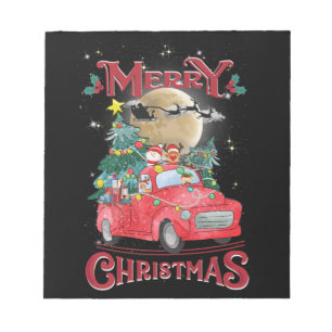 Merry Christmas Vintage Red Santa Truck Notepad