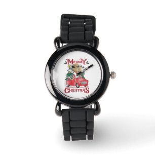 Merry Christmas Vintage Red Santa Truck Watch