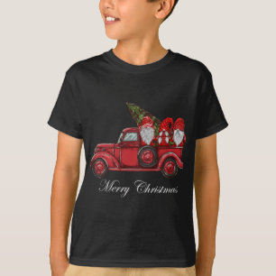 Merry Christmas Vintage Red Truck Gnomes with Chri T-Shirt