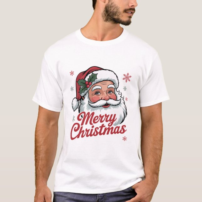 Merry Christmas Vintage Retro | Santa Claus T-Shirt (Front)