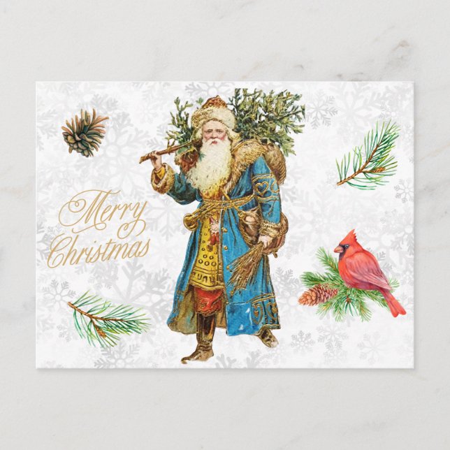 Merry Christmas Vintage Santa Claus Collage  Holiday Postcard (Front)
