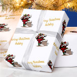 Merry Christmas Vintage Santa Custom Name Wrapping Paper<br><div class="desc">Customize the text, and easily create your personalized Christmas wrapping paper. Click EDIT DESIGN then select BACKGROUND to change the background colour. You can TRANSFER this DESIGN on other Zazzle products and adjust it to fit most Zazzle items. Standard Studio designs are made in high-resolution graphics for a professional print....</div>
