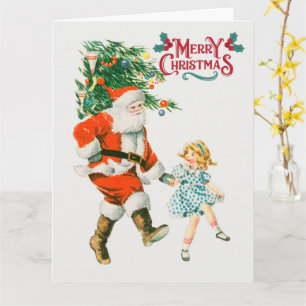 Merry Christmas vintage santa Holiday Card
