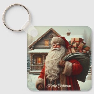 Merry Christmas vintage Santa  Keychain