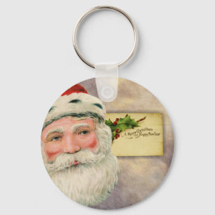 Merry Christmas Vintage Santa Keychain