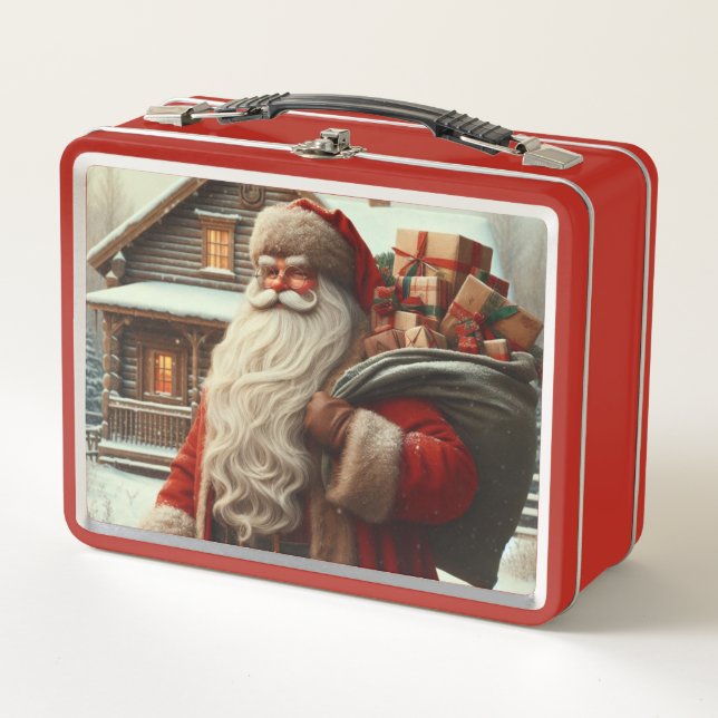 Merry Christmas vintage Santa  Metal Lunch Box (Front)