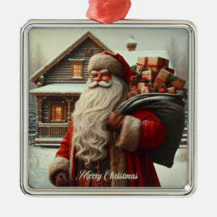 Merry Christmas vintage Santa  Metal Ornament