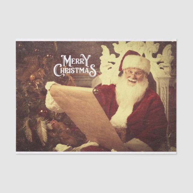 Merry Christmas Vintage Santa  Tissue Paper (Front)