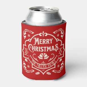 Merry Christmas vintage style design  Can Cooler