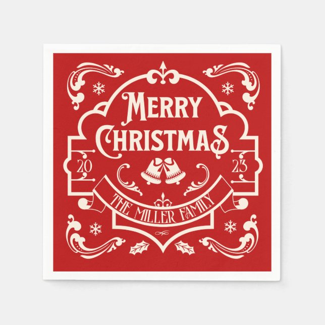 Merry Christmas vintage style design  Napkin (Front)