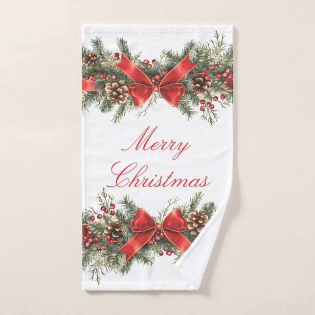 Merry Christmas vintage style hand towel  (Hand Towel)
