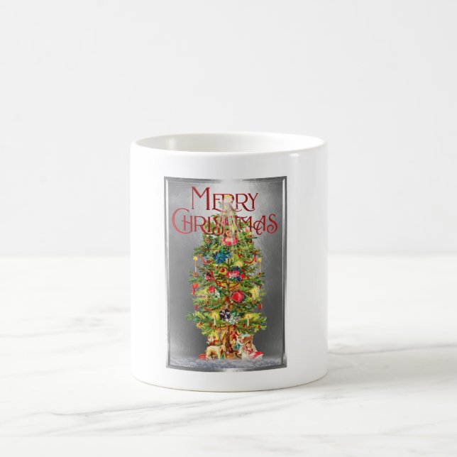 Merry Christmas Vintage Tree Design Coffee Mug (Center)