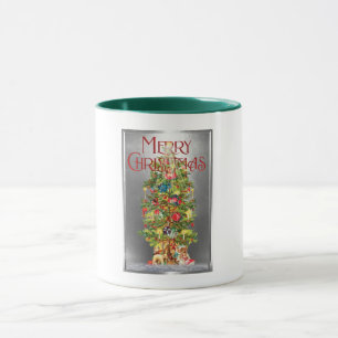 Merry Christmas Vintage Tree Design Mug
