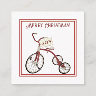 Merry Christmas Vintage Tricycle Joy Gift Tag Enclosure Card