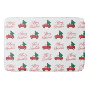 Merry Christmas Vintage truck    Bath Mat