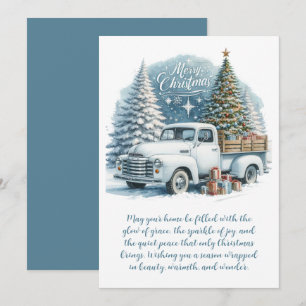 Merry Christmas – Vintage White Truck with Gifts Holiday Card
