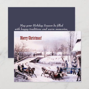 Merry Christmas. Vintage Winter Scene Card