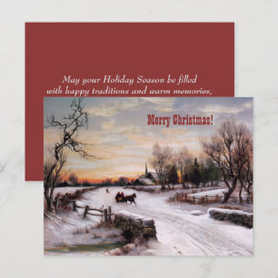 Merry Christmas. Vintage Winter Scene Card