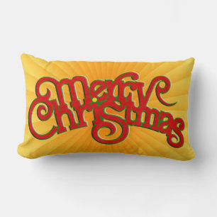 MERRY CHRISTMAS - vintage Xmas text design Lumbar Pillow