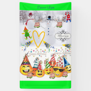 Merry Christmas Vinyl Happy Birthday  Banner