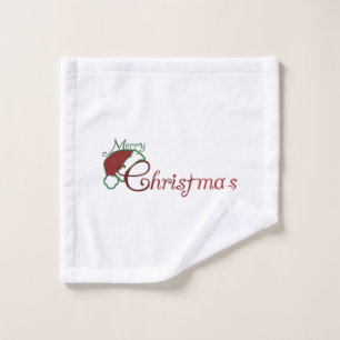 **MERRY CHRISTMAS W/ SANTA'S HAT** WASH CLOTH