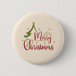 Merry Christmas w/Tree 2 Inch Round Button