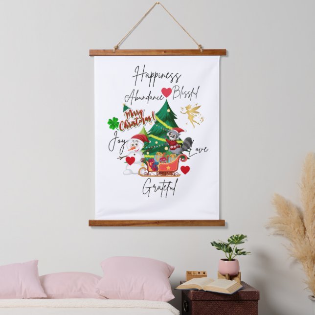 Merry Christmas Wall Tapestry | Festive Home Decor (Bedroom)