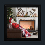 Merry Christmas Warm and Cozy Fireplace Santa Gift Box<br><div class="desc">This holidays design features Santa Claus resting next to a fireplace and Christmas tree. Designed for you by Evco Holidays www.zazzle.com/store/evcoholidays
 #christmas #holidays #seasonal #festive #xmas #santa #giftbox #giftwrapping #party #christmasparty #gifts #stylish #elegant #modern #trendy #winter #trending #popular #style #design #designer #bestseller #bestselling</div>