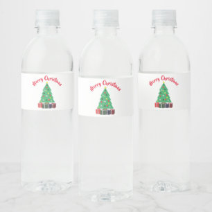 Merry Christmas Water Bottle Label