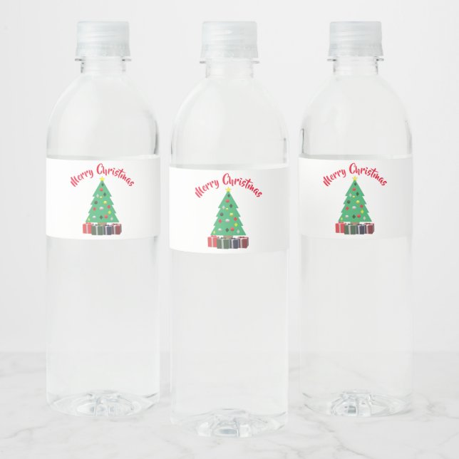 Merry Christmas Water Bottle Label (Bottles)