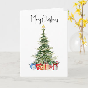 Merry Christmas Watercolor Christmas Tree Card