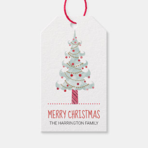 Merry Christmas Watercolor Christmas Tree Gift Tags