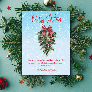 merry christmas  watercolor christmas tree snowy  postcard