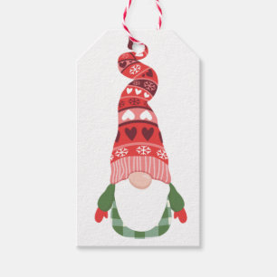 Merry Christmas Watercolor Cute Gnome Elf Gift Tags