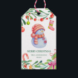 Merry Christmas. Watercolor cute snowman. Holiday Gift Tags<br><div class="desc">"Merry Christmas" gift tag with watercolor cute snowman. Contact me,  please,  if you need additional items.</div>