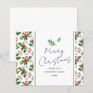 Merry Christmas Watercolor Holly Berry