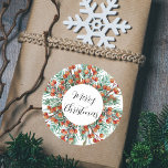 Merry Christmas Watercolor Red Berries Green Holly Classic Round Sticker<br><div class="desc">Merry Christmas Elegant Rustic Botanical Watercolor Red Berries Green Holly Round Sticker. Discover more christmas cards,  envelopes and stickers created with the same watercolor illustration in our Christmas Collection.</div>