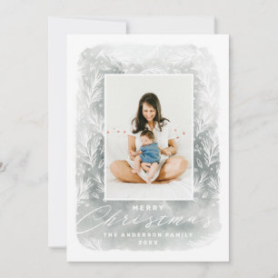 Merry Christmas. Watercolor smoky botanical script Holiday Card