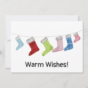 Merry Christmas Watercolor Stockings Holiday Card