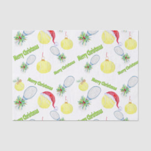 Merry Christmas Watercolor Tennis Balls & Rackets Tissue Paper