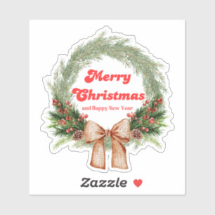 merry christmas watercolor vintage holiday wreath