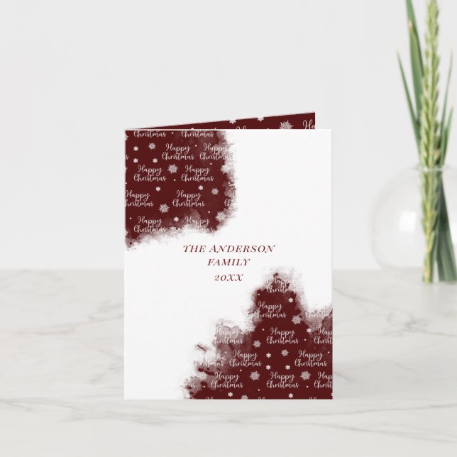 Merry Christmas watercolor wash splash photo card (Front)