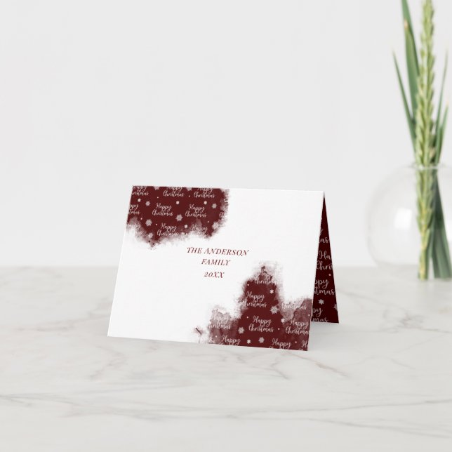 Merry Christmas watercolor wash splash photo card (Front)