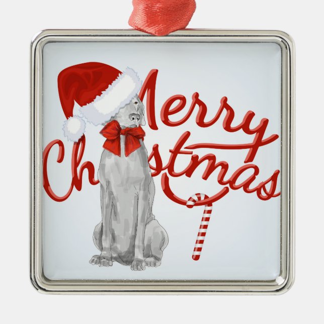 MERRY CHRISTMAS WEIMARANER ORNAMENT (Front)
