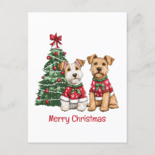 Merry Christmas Welsh Wire Fox Terrier Dogs Holiday Postcard