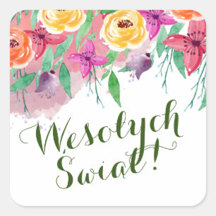 Merry Christmas Wesołych Świąt po polsku Square Sticker